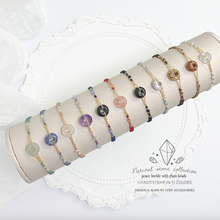 將圖片載入圖庫檢視器 Natural stone peace buckle hand strap with glass beads &lt;11 colors&gt;
