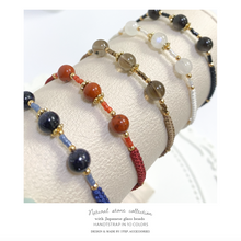 將圖片載入圖庫檢視器 6mm Natural stone Hand strap with Japanese glass beads &lt;10 colors&gt;
