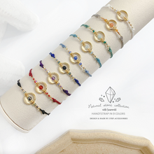 將圖片載入圖庫檢視器 Natural stone hand strap with gold circle and Swarovski &lt;9 colors&gt;
