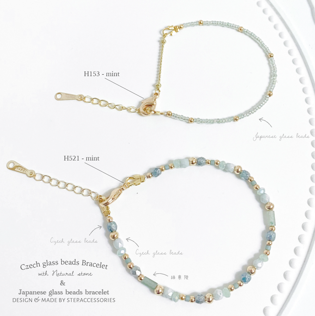 Czech glass beads bracelet with Natural stone / Japanese glass beads bracelet <5 colors>