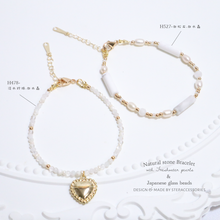 將圖片載入圖庫檢視器 Natural stone Bracelet with freshwater pearls &lt;3 colors&gt; / Natural stone Bracelet Bracelet with heart
