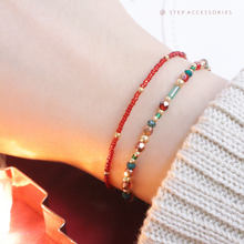 將圖片載入圖庫檢視器 Christmas Czech glass beads bracelet / Japanese glass beads Bracelet / Natural stone Swarovski Hand strap &lt;3 style&gt;
