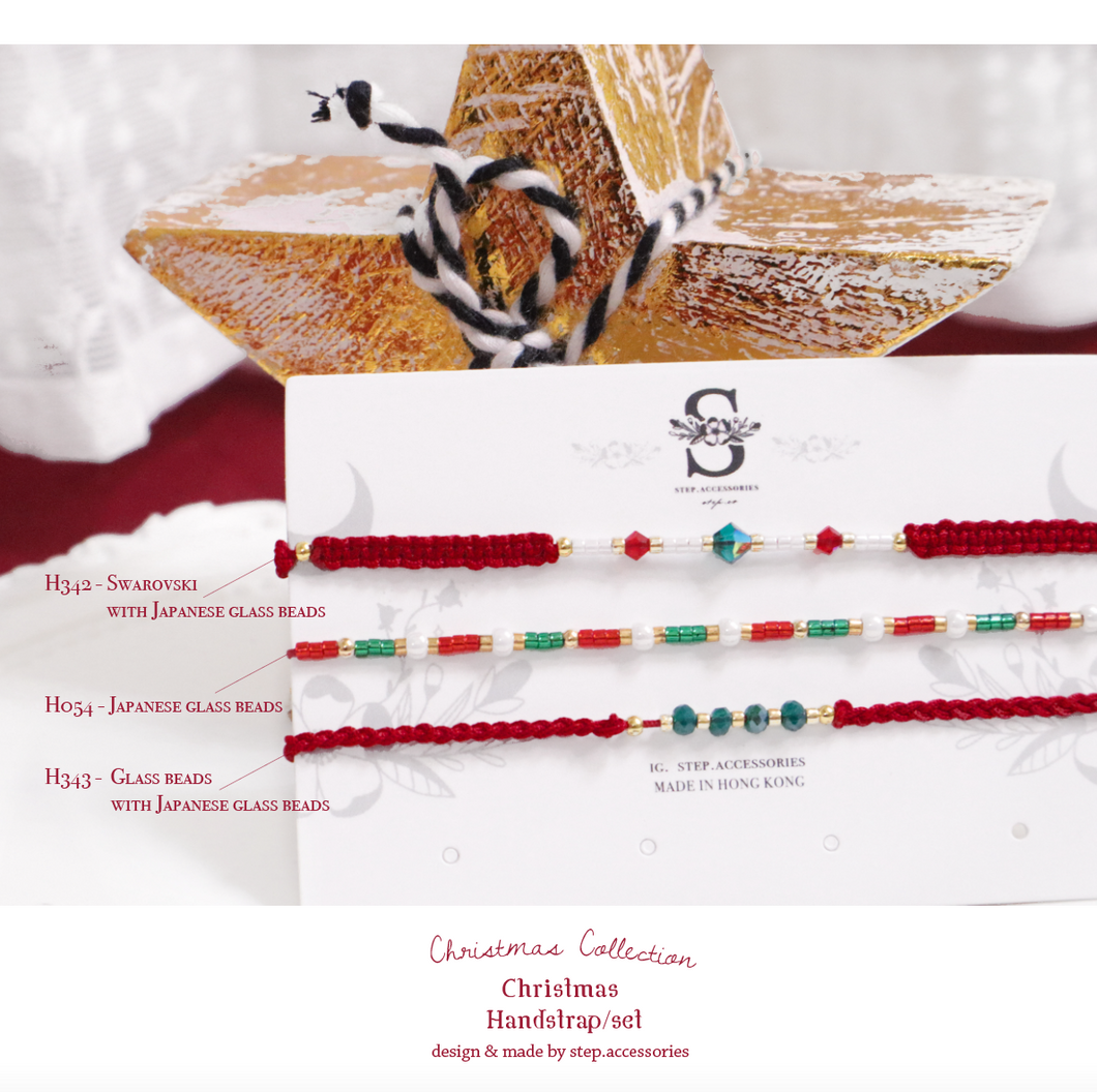 Christmas Hand strap with Swaovski/ glass beads/ Japanese glass beads < 3 styles >