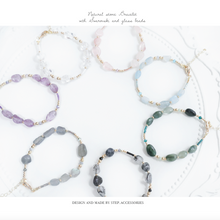 將圖片載入圖庫檢視器 Natural stone bracelet with Swarovski and glass beads &lt; 7 colors &gt;
