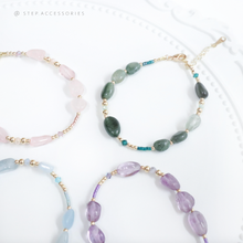 將圖片載入圖庫檢視器 Natural stone bracelet with Swarovski and glass beads &lt; 7 colors &gt;
