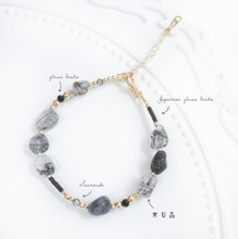 將圖片載入圖庫檢視器 Natural stone bracelet with Swarovski and glass beads &lt; 7 colors &gt;
