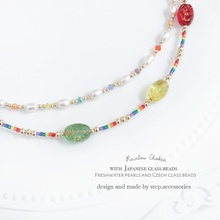 將圖片載入圖庫檢視器 Rainbow choker with Freshwater pearls and glass beads / Czech glass beads and Japanese glass beads &lt; 2 styels &gt;
