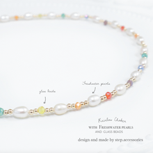 將圖片載入圖庫檢視器 Rainbow choker with Freshwater pearls and glass beads / Czech glass beads and Japanese glass beads &lt; 2 styels &gt;
