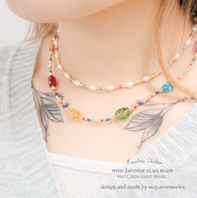 將圖片載入圖庫檢視器 Rainbow choker with Freshwater pearls and glass beads / Czech glass beads and Japanese glass beads &lt; 2 styels &gt;
