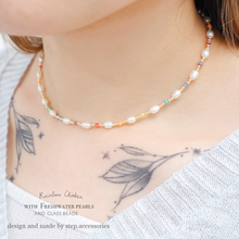 將圖片載入圖庫檢視器 Rainbow choker with Freshwater pearls and glass beads / Czech glass beads and Japanese glass beads &lt; 2 styels &gt;
