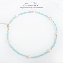 將圖片載入圖庫檢視器 Glass beads choker / necklace with freshwater pearls &lt; 2 styles &gt;
