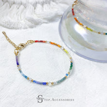 將圖片載入圖庫檢視器 H200 Japanese glass beads &amp; Swarovski rainbow gradient bracelet
