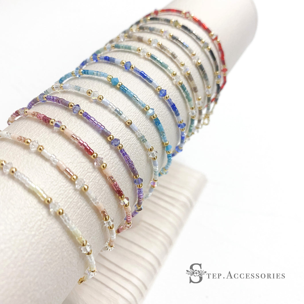 Swarovski & Japanese glass beads bracelet <12 colors>