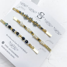 將圖片載入圖庫檢視器 Black hair clips with Japanese glass beads &lt; 3 styles &gt;
