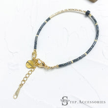 將圖片載入圖庫檢視器 Flat Natural Stone &amp; Japanese glass beads bracelet &lt; 6 colors &gt;
