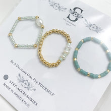將圖片載入圖庫檢視器 Freshwater Pearls ring set with Japanese glass beads&lt;6 colors&gt;
