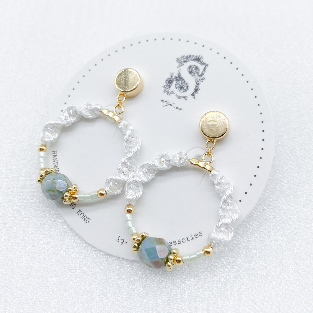 D019 Czech glass beads mint earrings