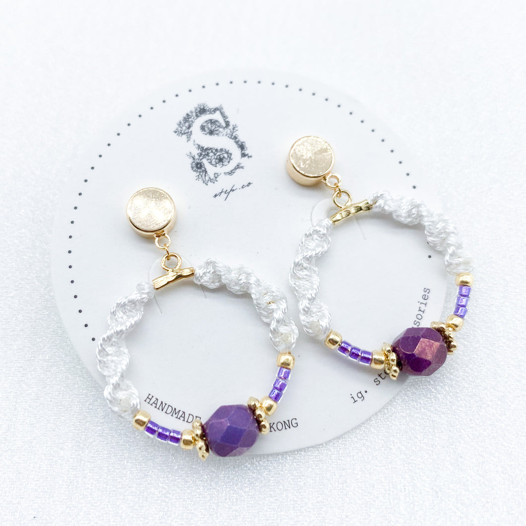 D031 Czech glass beads purple earrings