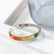 將圖片載入圖庫檢視器 H199 Japanese glass beads Swarovski rainbow bracelet
